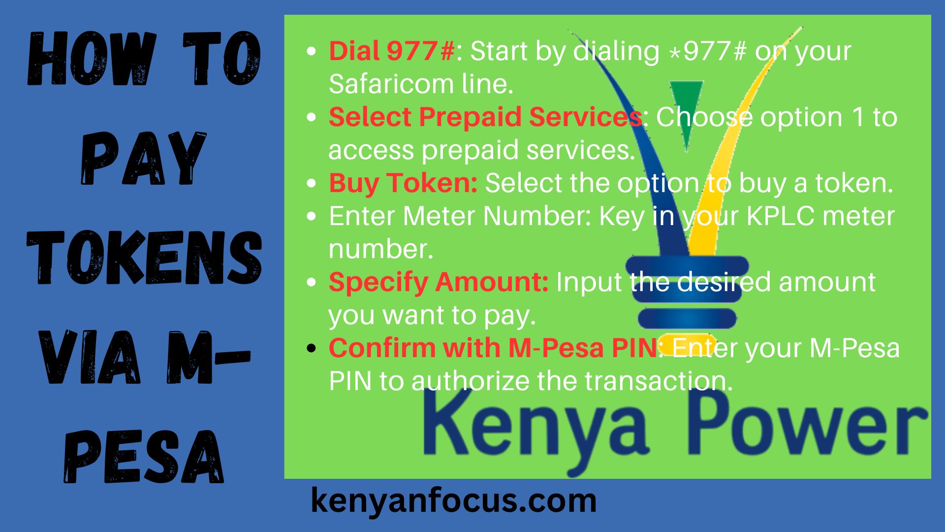 An image illustrating How to Pay Tokens via M-Pesa