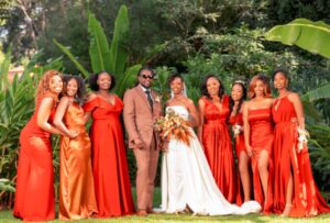 A picture of Nyashinski, his Wife, and friends during their wedding