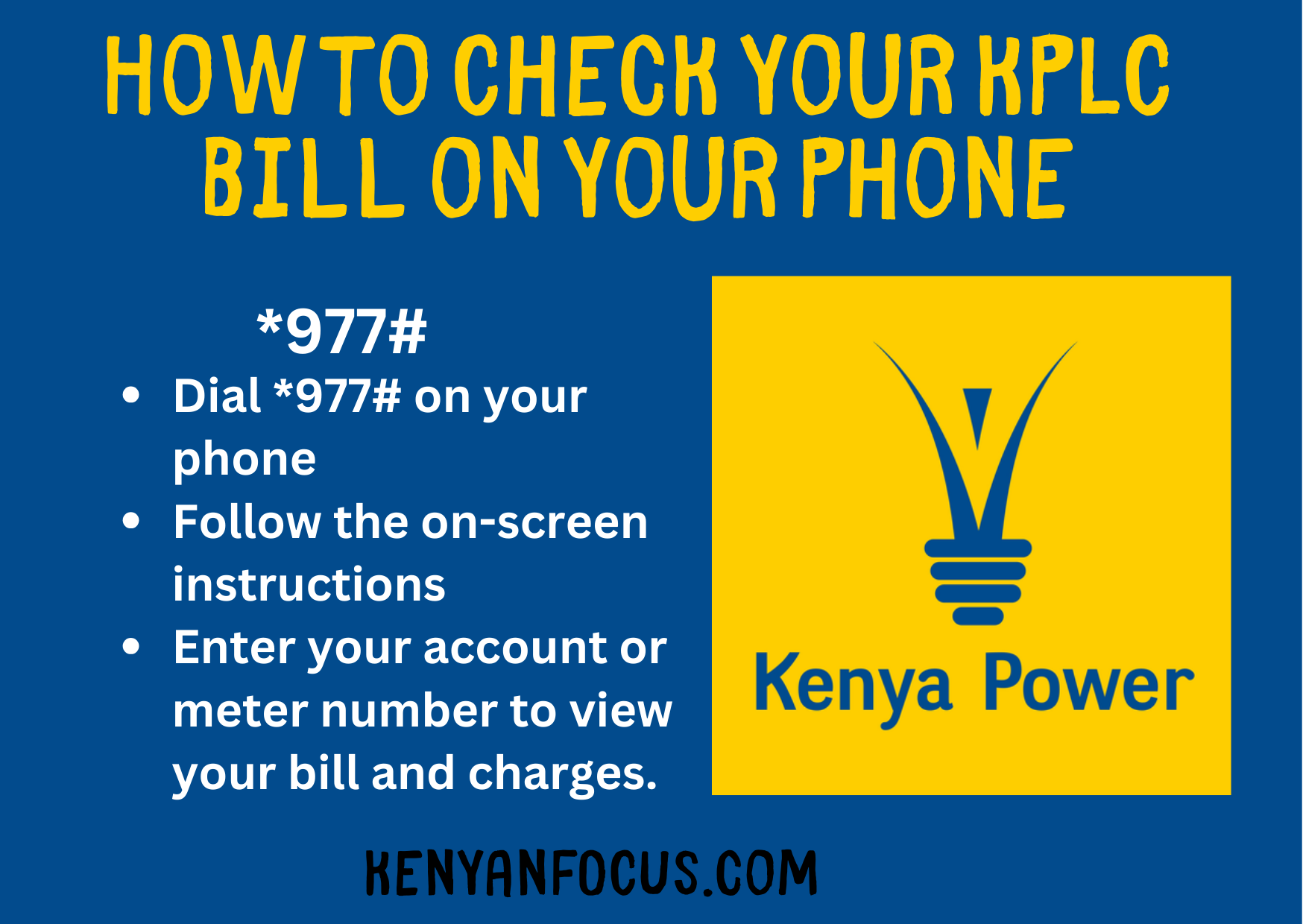 An image to illustrate How to Check Your KPLC Bill on Your Phone